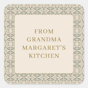 From Grandmas Kitchen Personalized Name Botanical Square Sticker