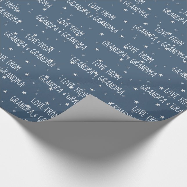 From Grandpa & Grandma White Stars Wrapping Paper (Corner)