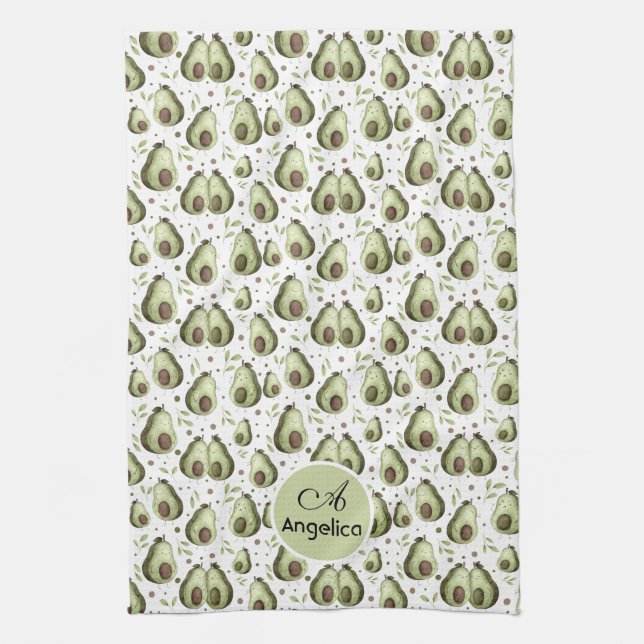 From grumpy to giggly - Cute Avocados Kitchen Towel (Vertical)