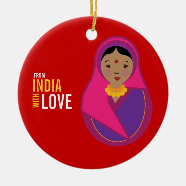 From India With Love Adoption Keepsake Ceramic Ornament (Front)