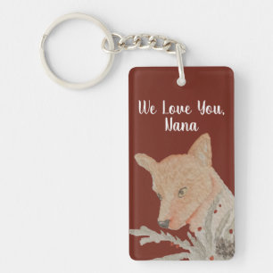 From Kids Grandma Grandparent Festive Fox Keychain