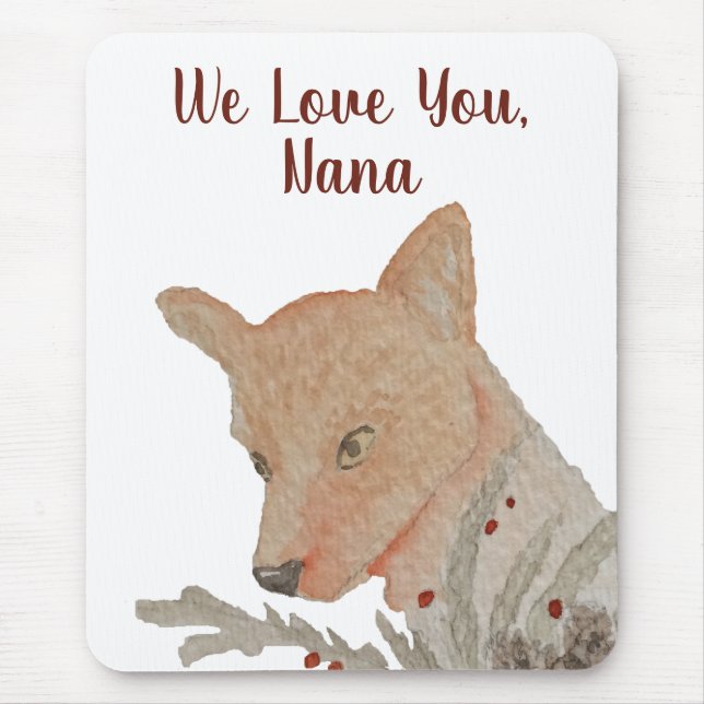 From Kids Grandma Grandparent Festive Fox Mouse Pad (Front)