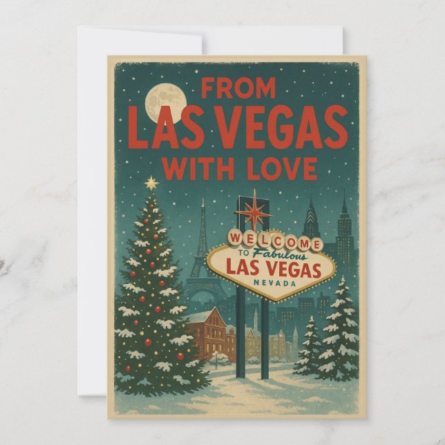 From Las Vegas With Love Christmas Flat Holiday Card (Front)