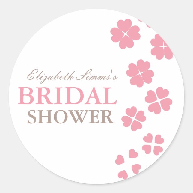 From Lucy: HEARTS & FLOWERS | bridal shower Classic Round Sticker (Front)