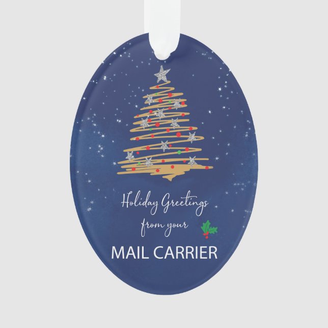 FROM Mail Carrier Christmas Tree Customizable Name Ornament (Front)