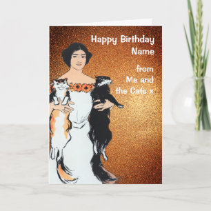 From Me and the Cats Gold Glitter Birthday Card