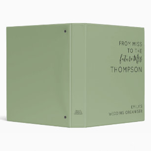 From Miss to Future Mrs Name Sage Green Wedding Binder