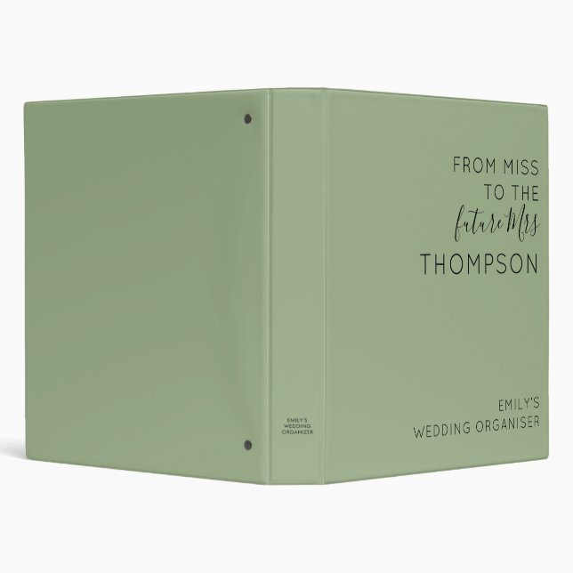 From Miss to Future Mrs Name Sage Green Wedding Binder (Background)