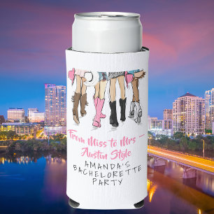 From Miss to Mrs Austin Style Bachelorette Custom Seltzer Can Cooler