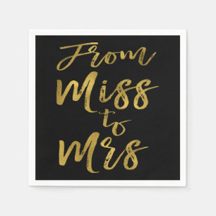 From Miss to Mrs Bridal Shower Gold Foil Script Napkin
