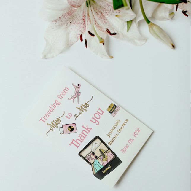 From Miss to Mrs Bridal Shower Journey Thank you Postcard (Creator Uploaded)