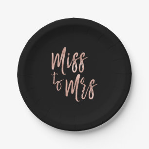 From Miss to Mrs Bridal Shower Rose Gold Foil Paper Plate