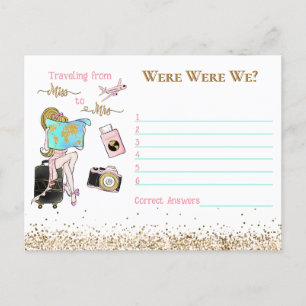 From Miss to Mrs Bridal Shower Were Were We Game Postcard