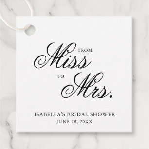 From Miss to Mrs Elegant Calligraphy Bridal Shower Favour Tags