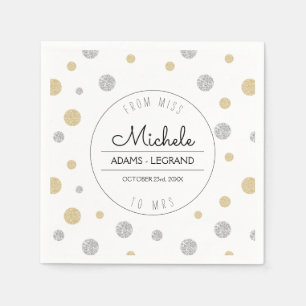From Miss To Mrs Glitter Polka Dot Bridal Shower Napkin