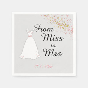 From Miss to Mrs Pink Glitter Bridal Shower Napkin
