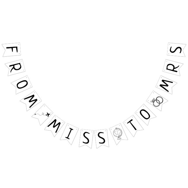 From Miss to Mrs Travel Themed Bridal Shower Bunting Flags (All)
