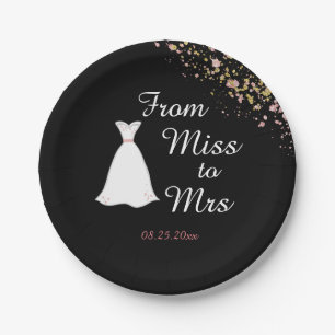 From Miss to Mrs Wedding Dress Bridal Shower Paper Plate