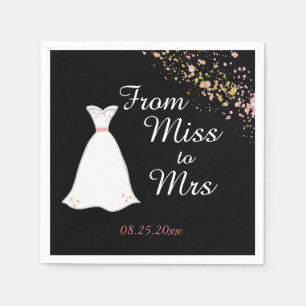 From Miss to Mrs Wedding Dress Pink Gold Glitter Napkin