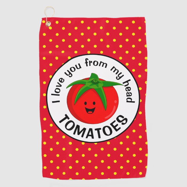 From My Head Tomatoes Golf Towel (Front)