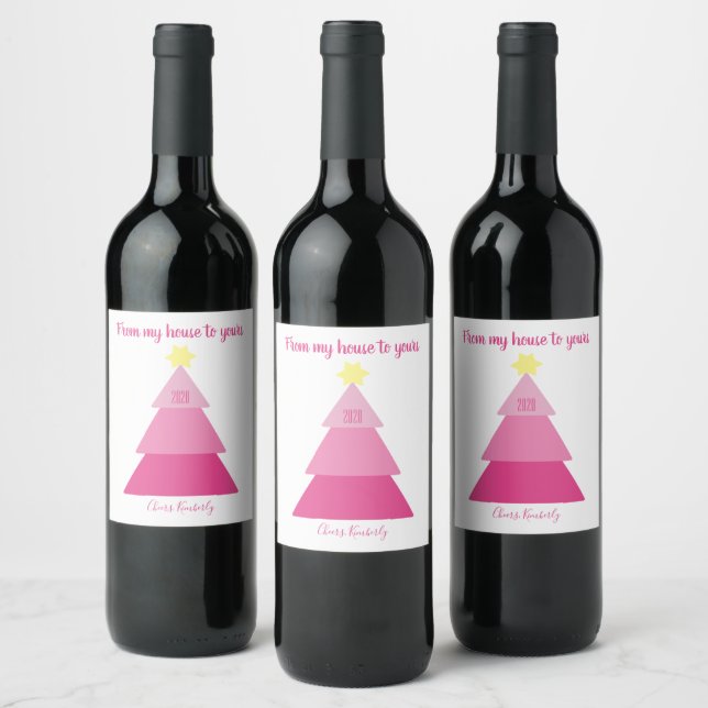 "From my house to yours" Personalized Christmas Wine Label (Bottles)