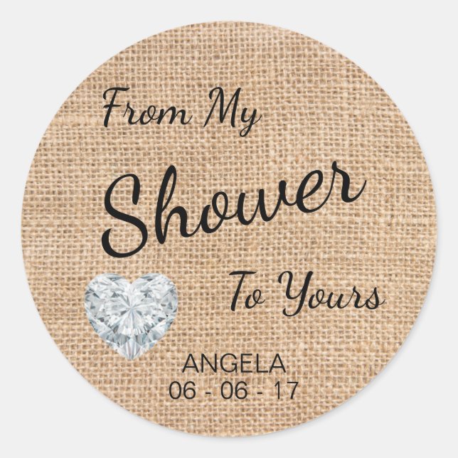 'From My Shower To Yours' Burlap, Sugar Scrub Classic Round Sticker (Front)
