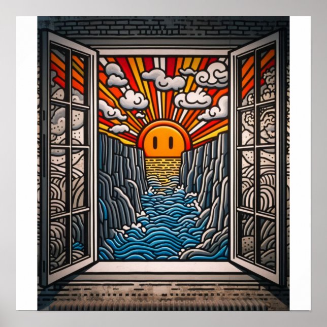 From my window: Sunset and cliff 2 Poster (Front)