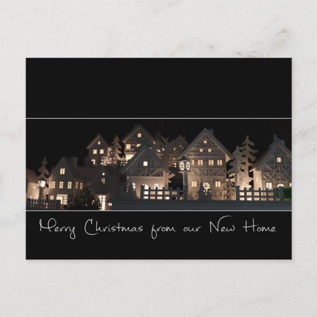 From New Home   Illuminated Christmas Houses Postcard (Front)