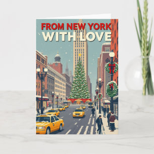 From New York With Love Vintage Retro Christmas Card