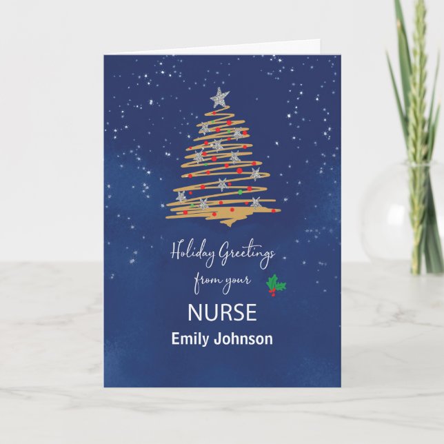 From Nurse Christmas Tree Customizable Name Card (Front)