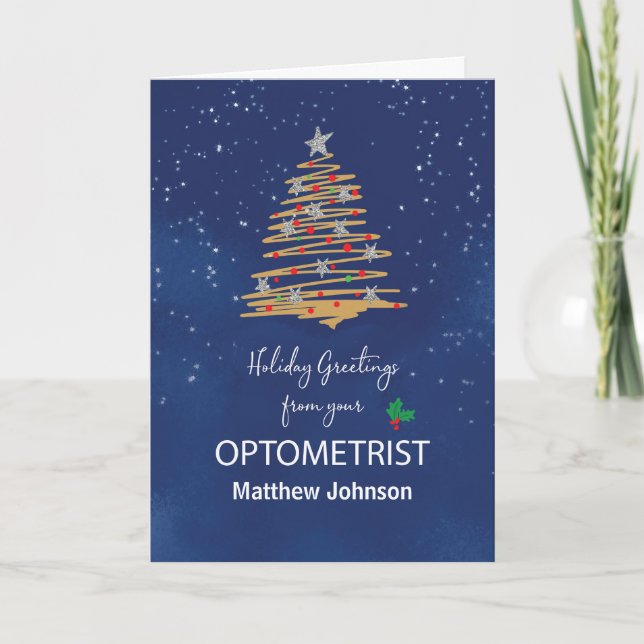 From Optometrist Christmas Tree Customizable Name Card (Front)