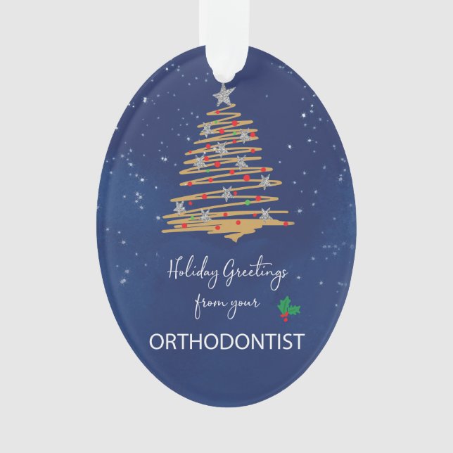 From Orthodontist Christmas Tree Customizable Name Ornament (Front)