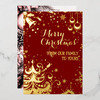 From our family to yours Red Foil Holiday Card