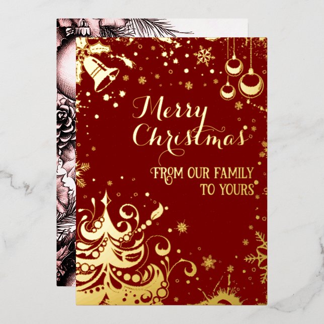From our family to yours Red Foil Holiday Card (Front/Back)
