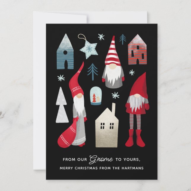From Our Gnome to Yours | Cute Nordic Christmas  Holiday Card (Front)