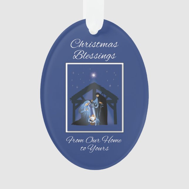 From Our Home to Yours Christmas Blessings Manger  Ornament (Front)