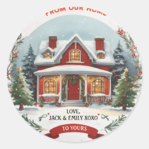 From Our Home To Yours   Festive Christmas Classic Classic Round Sticker