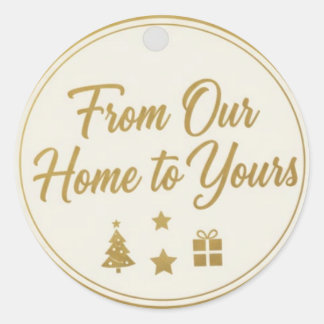 From Our Home to Yours" Festive Gold Gift Tag Desi