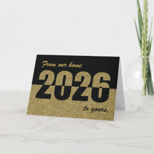 From Our Home to Yours Happy New Year 2026 Gold Holiday Card