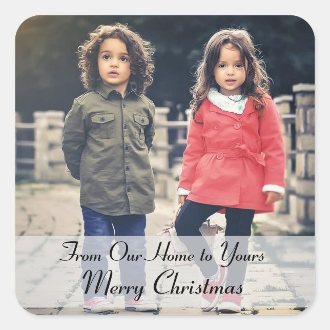 From Our Home To Yours Merry Christmas Photo Square Sticker (Front)