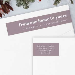 From our home to yours   Modern Minimal Purple Wrap Around Label