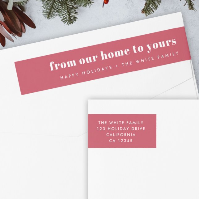 From our home to yours | Modern Minimalist Red Wrap Around Label (Creator Uploaded)