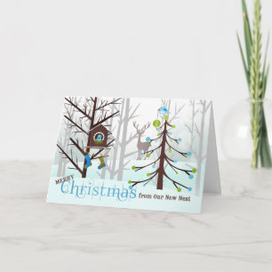 from Our New Address Christmas Blue Birds Holiday Card