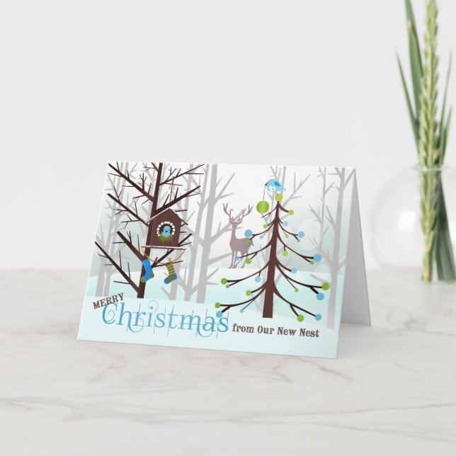 from Our New Address Christmas Blue Birds Holiday Card (Front)