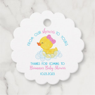 From Our Shower to Yours Rubber Duck Baby Shower Favour Tags