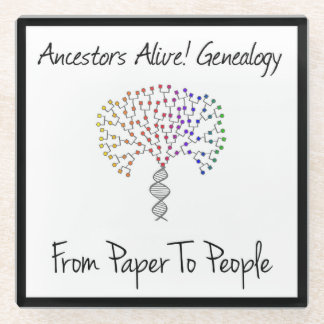 From Paper To People Logo, black Glass Coaster