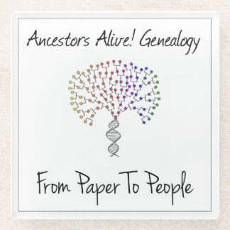From Paper To People Logo, white Glass Coaster
