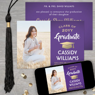 From Parents One Photo Purple and Gold Graduation Announcement