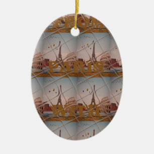 From Paris With Love blue sky colours Ceramic Ornament