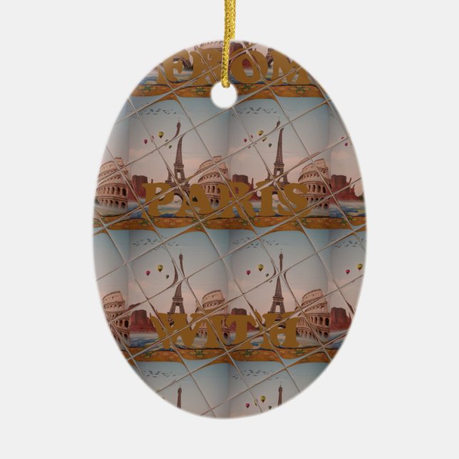 From Paris With Love blue sky colours Ceramic Ornament (Front)